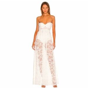 For Love And Lemons Lorena Maxi Dress in White NWT